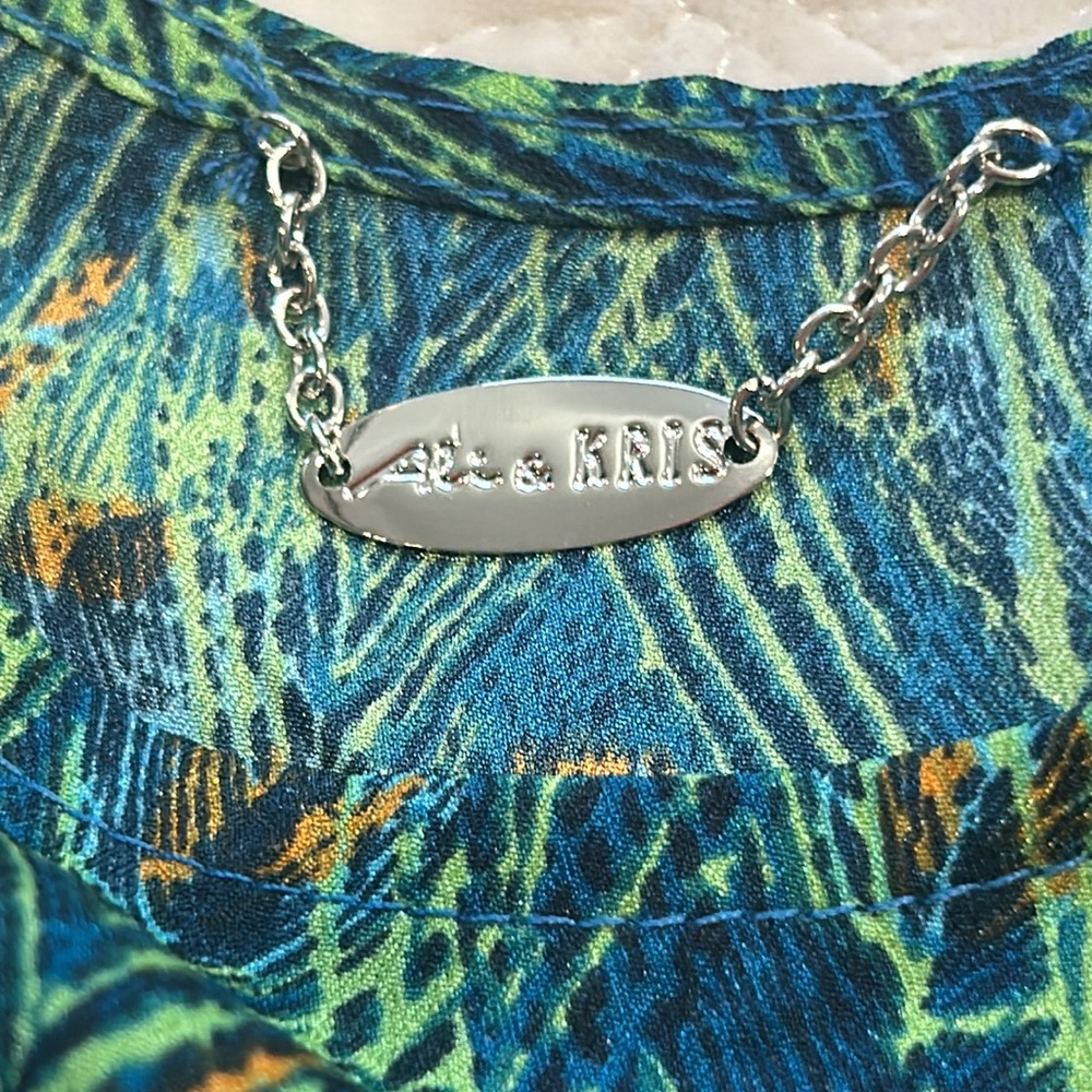 Peacock Feather Print Silky Sundress-sz M-NWT - Picture 4 of 13